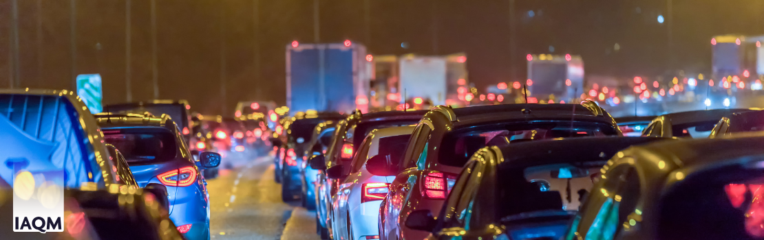 Night view of busy UK motorway traffic